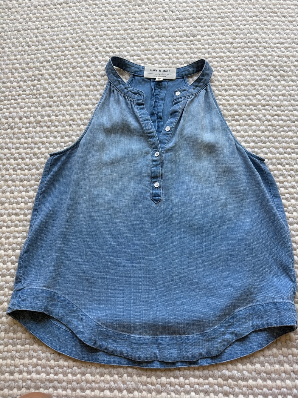 cloth & stone Light Blue Sleeveless Henley Tank